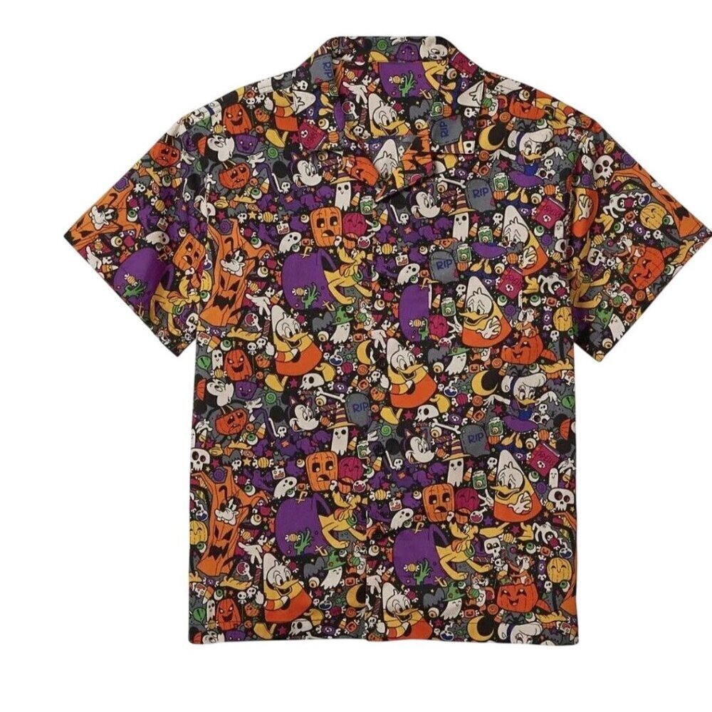 Disney 2022 Mickey And Friends Halloween Button Down Shirt Sleeve Shirt Size S